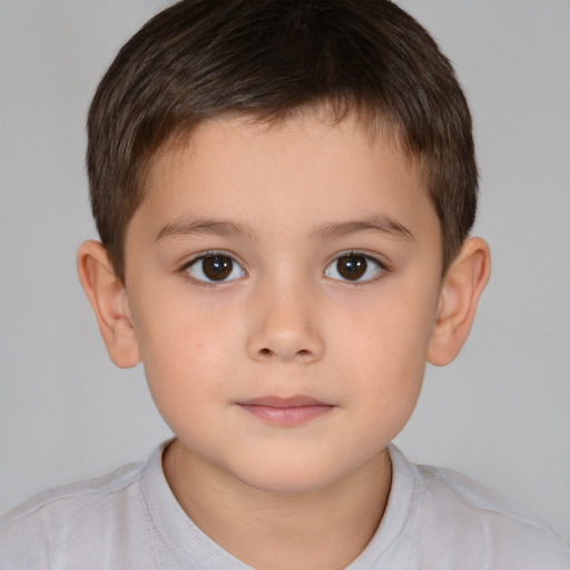 Neutral white child male with short  brown hair and brown eyes