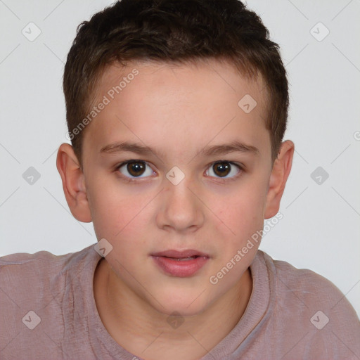 Neutral white child female with short  brown hair and brown eyes