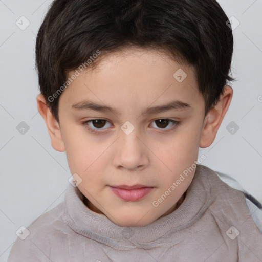 Neutral white child male with short  brown hair and brown eyes