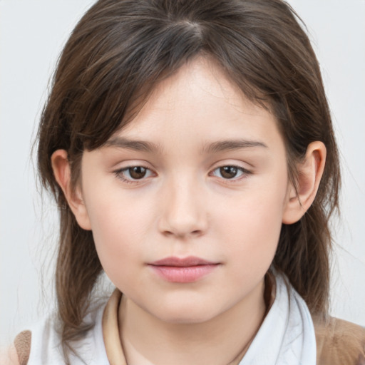 Neutral white child female with medium  brown hair and brown eyes