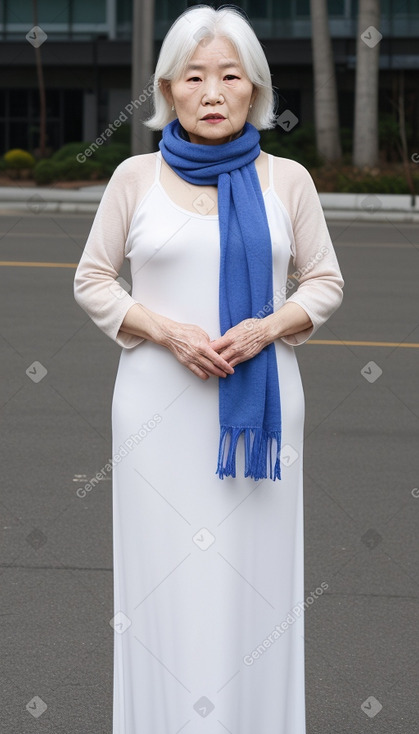 South korean elderly female with  white hair