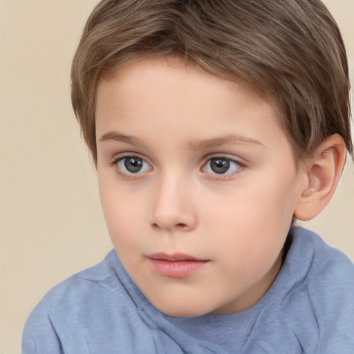 Neutral white child female with short  brown hair and brown eyes