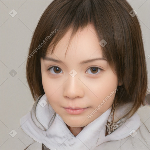 Neutral white child female with medium  brown hair and brown eyes