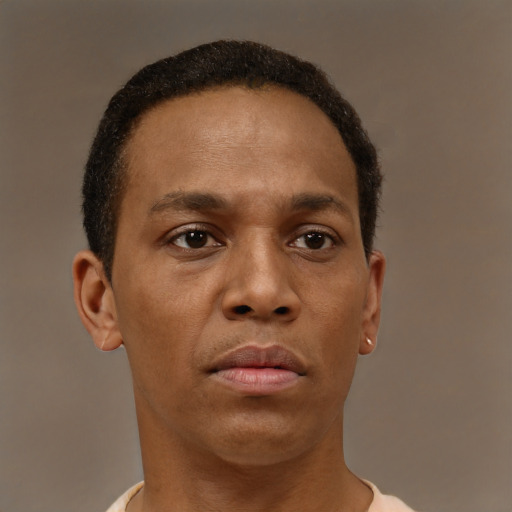 Neutral black young-adult male with short  brown hair and brown eyes