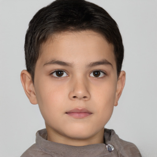 Neutral white child male with short  brown hair and brown eyes