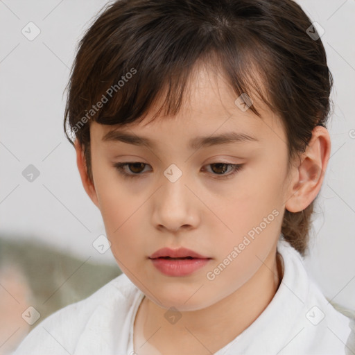 Neutral white child female with medium  brown hair and brown eyes