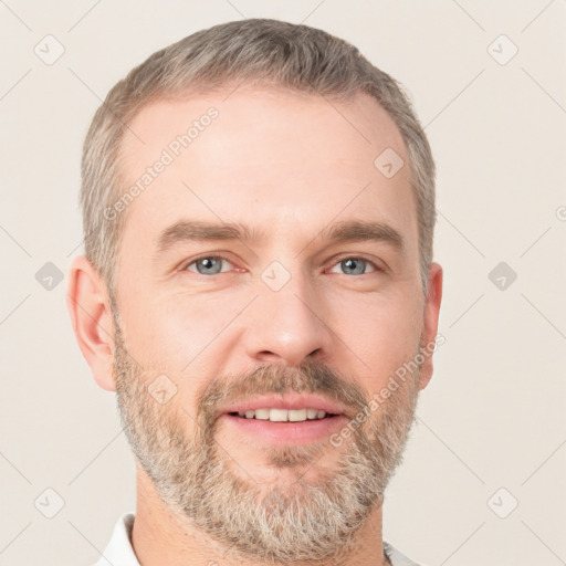 Neutral white adult male with short  brown hair and brown eyes