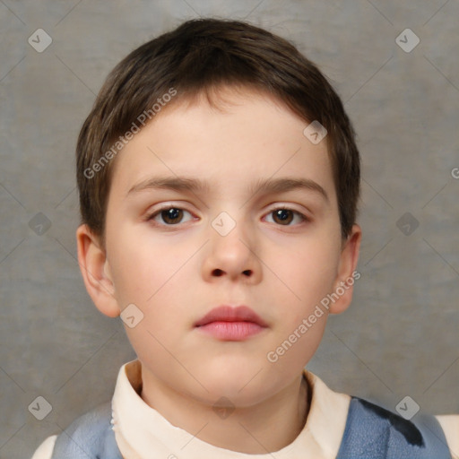 Neutral white child male with short  brown hair and brown eyes