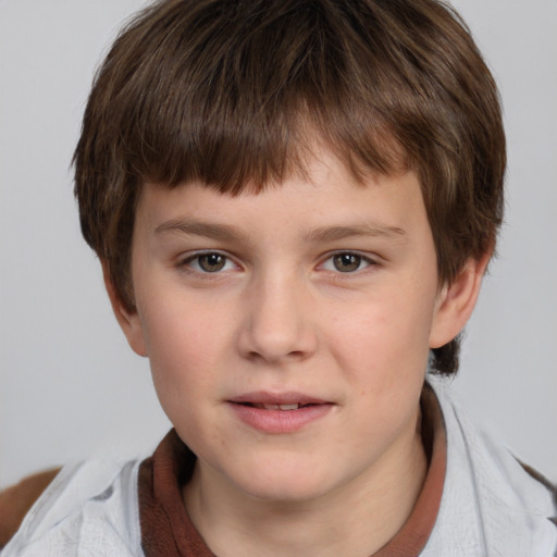 Neutral white child male with short  brown hair and brown eyes