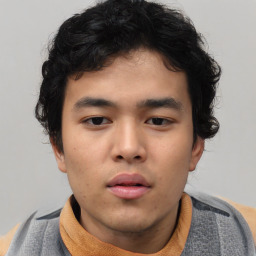 Neutral asian young-adult male with short  brown hair and brown eyes