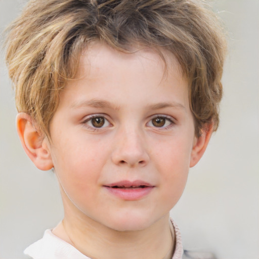 Neutral white child male with short  brown hair and brown eyes