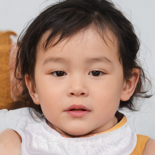 Neutral asian child female with medium  brown hair and brown eyes