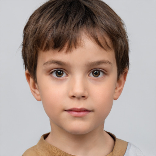 Neutral white child male with short  brown hair and brown eyes