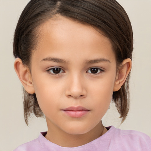 Neutral white child female with medium  brown hair and brown eyes