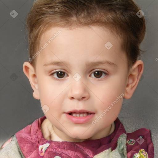 Neutral white child male with short  brown hair and brown eyes