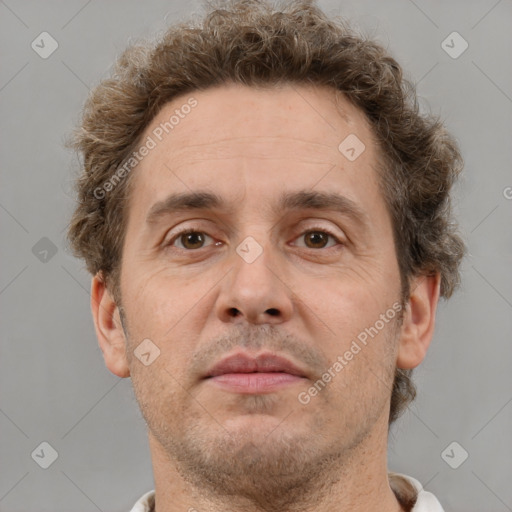 Neutral white adult male with short  brown hair and brown eyes