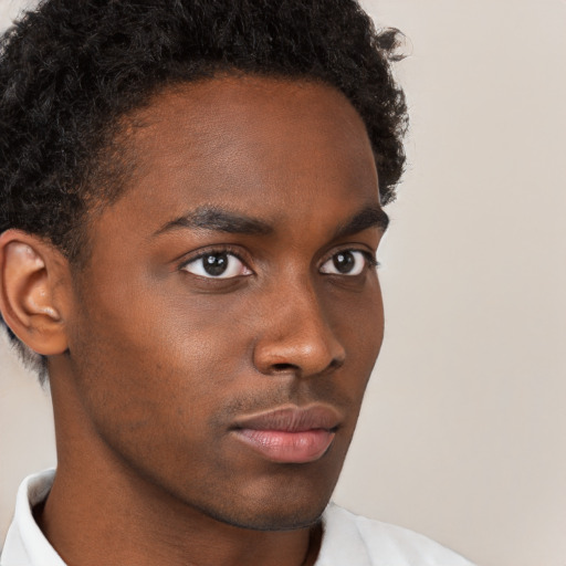 Neutral black young-adult male with short  brown hair and brown eyes