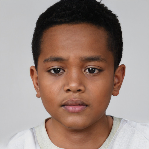Neutral black child male with short  brown hair and brown eyes