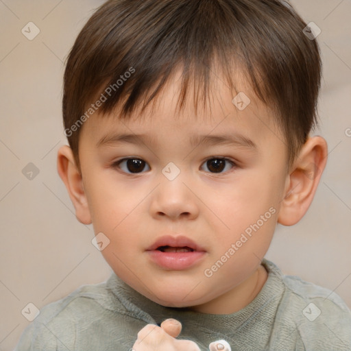 Neutral white child male with short  brown hair and brown eyes