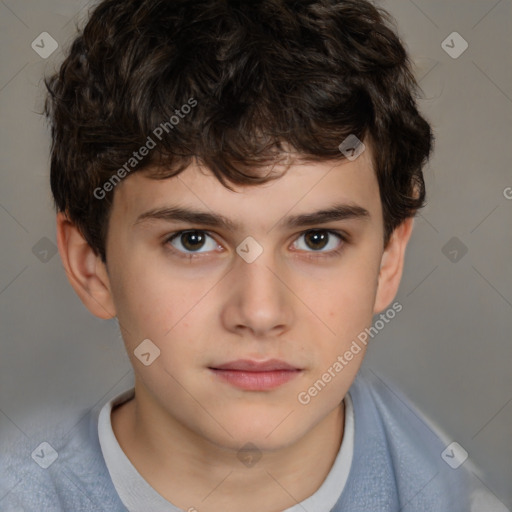 Neutral white child male with short  brown hair and brown eyes