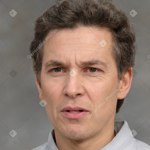 Neutral white adult male with short  brown hair and brown eyes