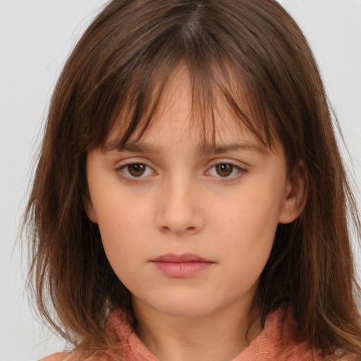 Neutral white child female with medium  brown hair and brown eyes