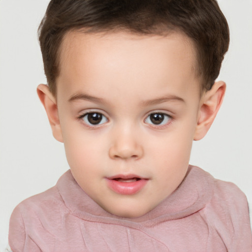 Neutral white child female with short  brown hair and brown eyes