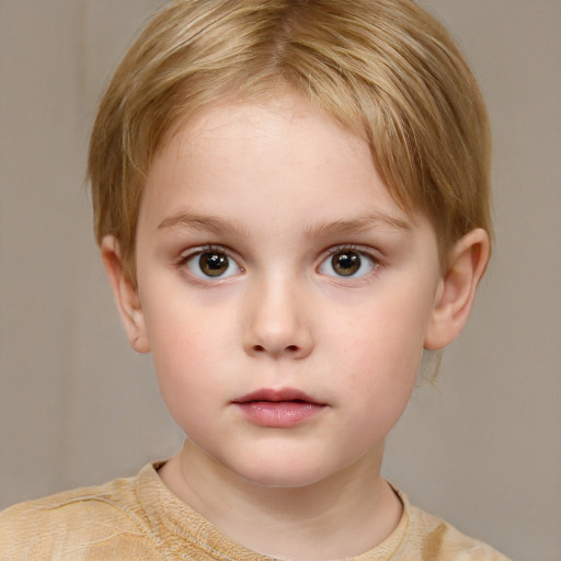 Neutral white child female with short  brown hair and brown eyes