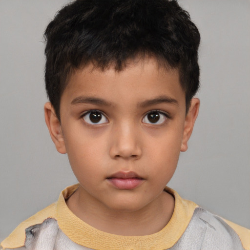 Neutral white child male with short  brown hair and brown eyes