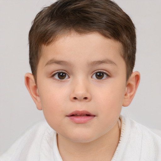 Neutral white child male with short  brown hair and brown eyes