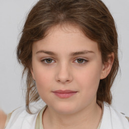 Neutral white child female with medium  brown hair and brown eyes