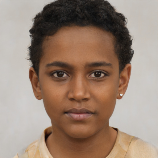 Neutral black child male with short  brown hair and brown eyes