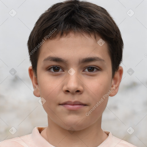 Neutral white child male with short  brown hair and brown eyes