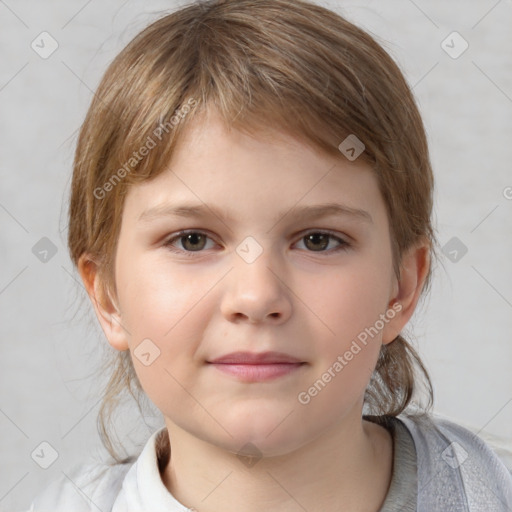 Neutral white child female with medium  brown hair and brown eyes