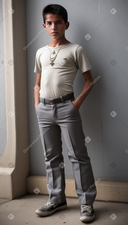 Bolivian teenager boy with  gray hair