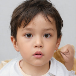 Neutral white child female with short  brown hair and brown eyes