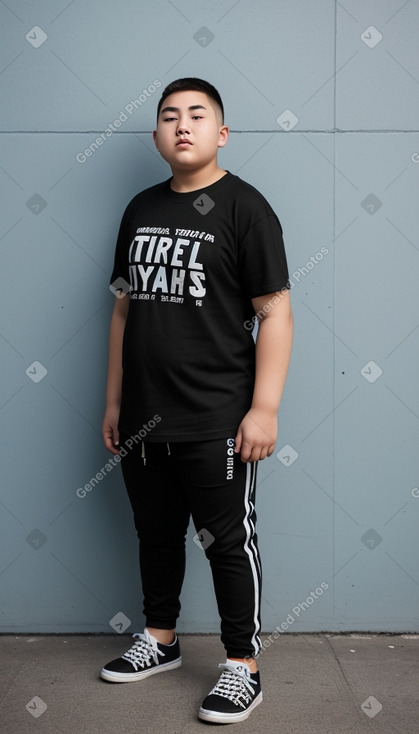 Mongolian teenager boy with  black hair