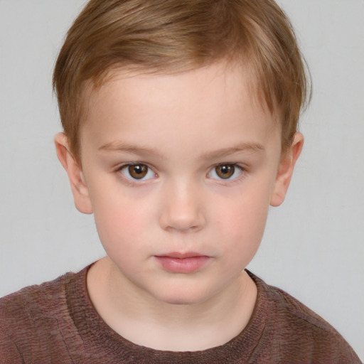 Neutral white child female with short  brown hair and brown eyes