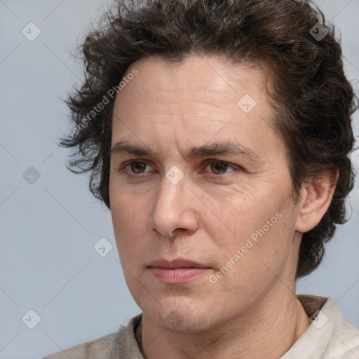 Neutral white adult male with short  brown hair and brown eyes