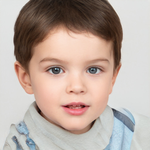 Neutral white child male with short  brown hair and brown eyes