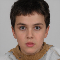 Neutral white child male with short  brown hair and brown eyes