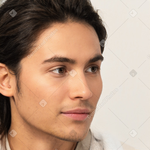 Neutral white young-adult male with medium  brown hair and brown eyes
