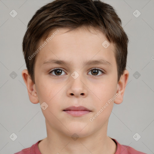 Neutral white child male with short  brown hair and brown eyes