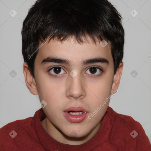 Neutral white child male with short  brown hair and brown eyes