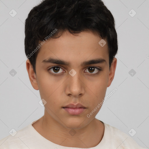 Neutral asian young-adult male with short  brown hair and brown eyes