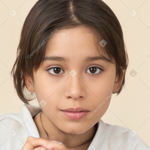 Neutral white child female with medium  brown hair and brown eyes