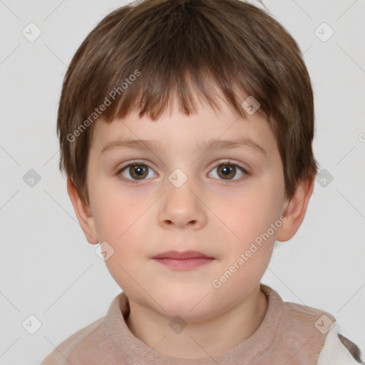 Neutral white child male with short  brown hair and brown eyes