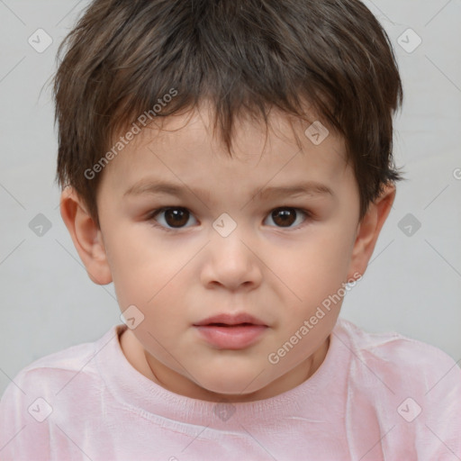 Neutral white child male with short  brown hair and brown eyes