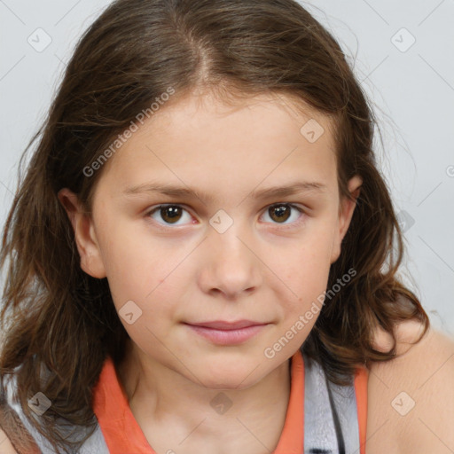 Neutral white child female with medium  brown hair and brown eyes