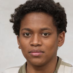 Neutral black young-adult male with short  brown hair and brown eyes